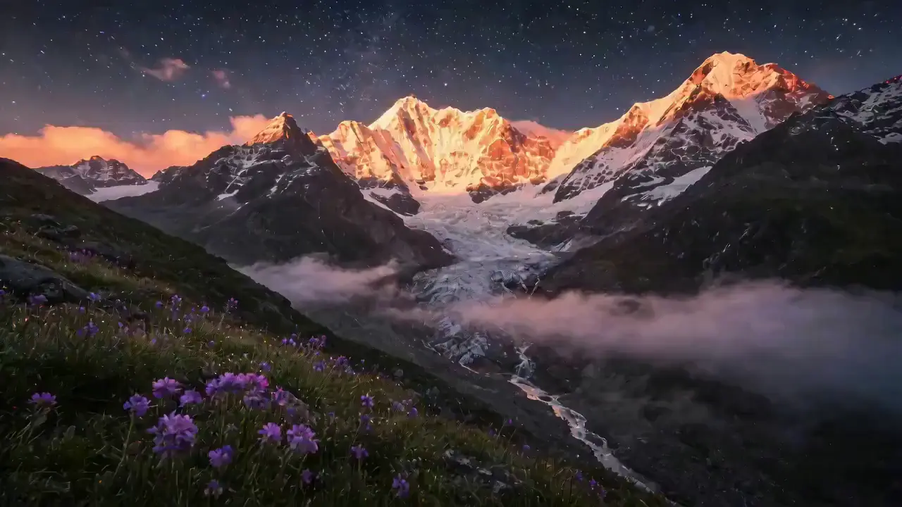 Alpine nightfall — Landscape · starlit peaks